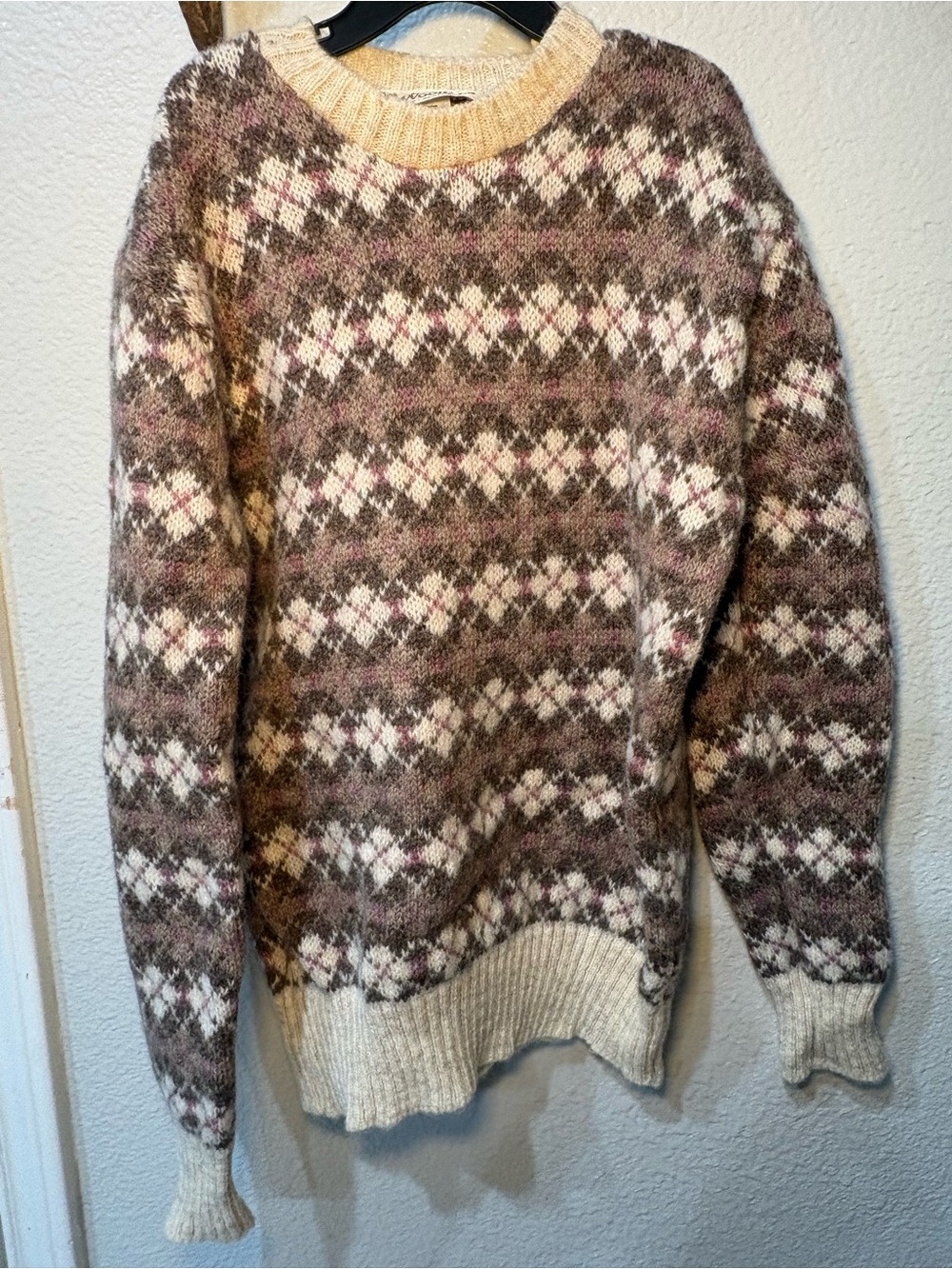 VTG 80s Moffat Woollens Scottish Wool Fair Isle Knit Sweater Size 36 / XS